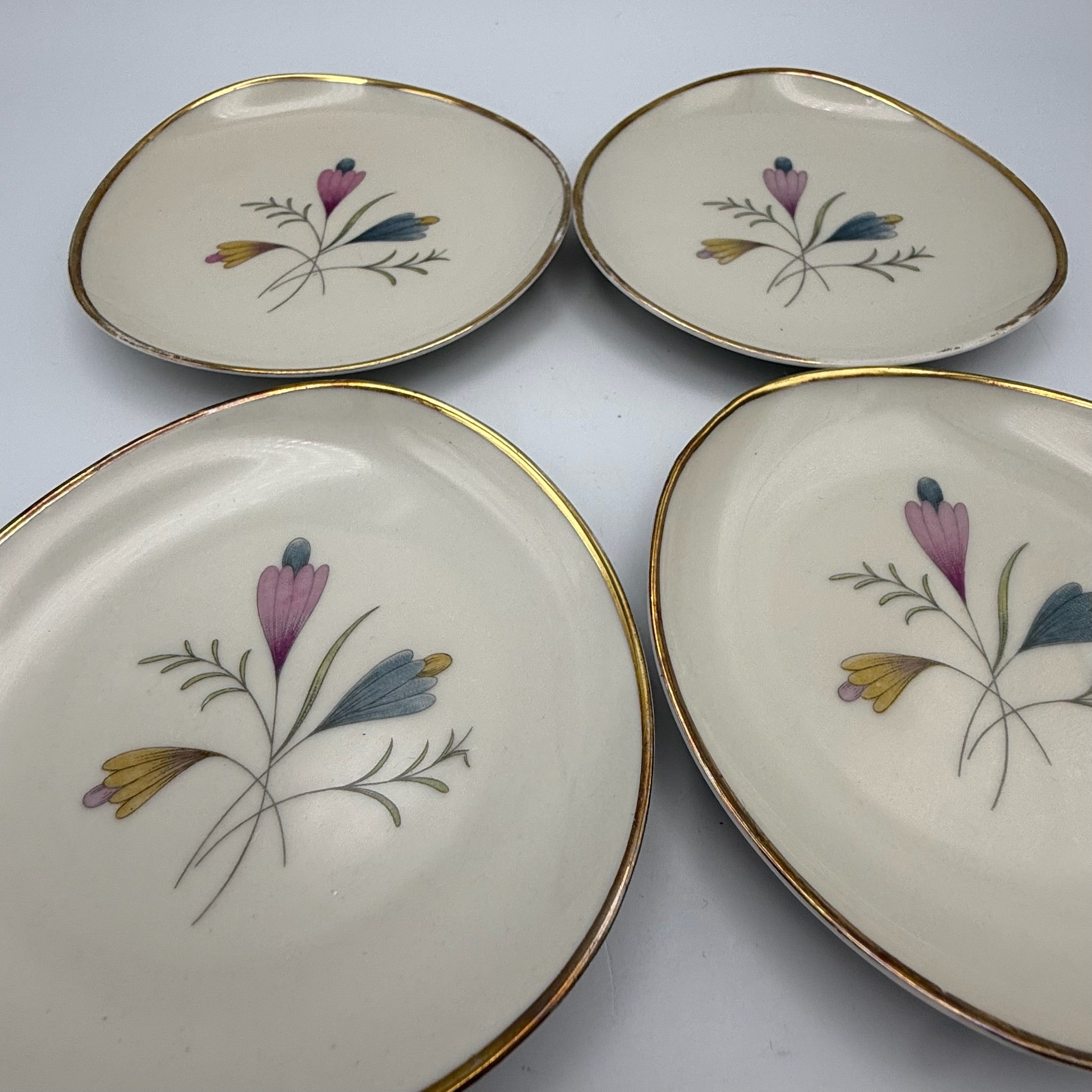 4er Set Mitterteich Bavaria Konfektteller I Nierenform 50er Jahre I Dekor 8305 I Mid-Century Vintage I 11,2 cm Mitterteich Bavaria