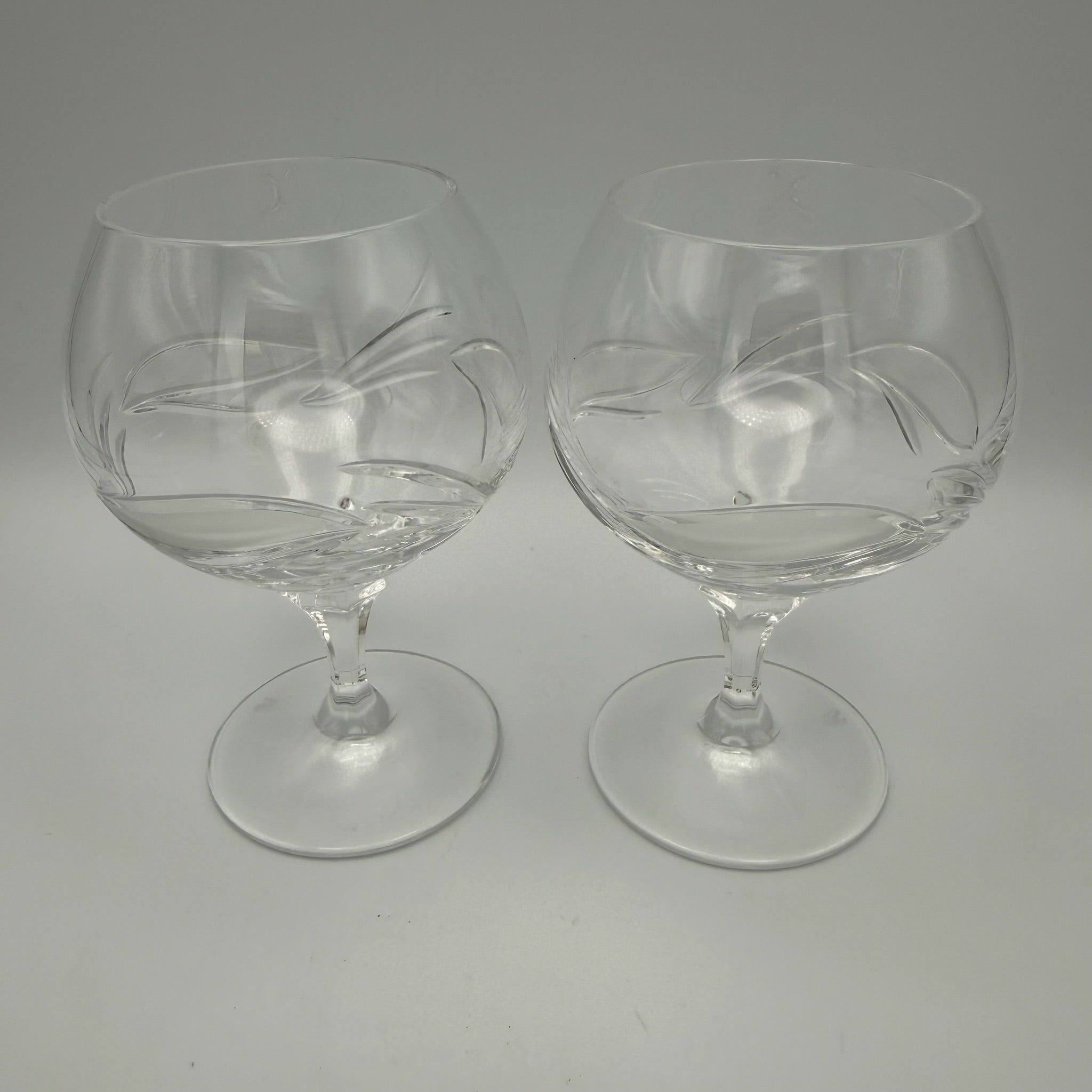 2er Set Nachtmann Cognacschwenker I Bleikristall mit Ätzsignatur I Blätterschliff Satiniert I Vintage I 13 cm Nachtmann