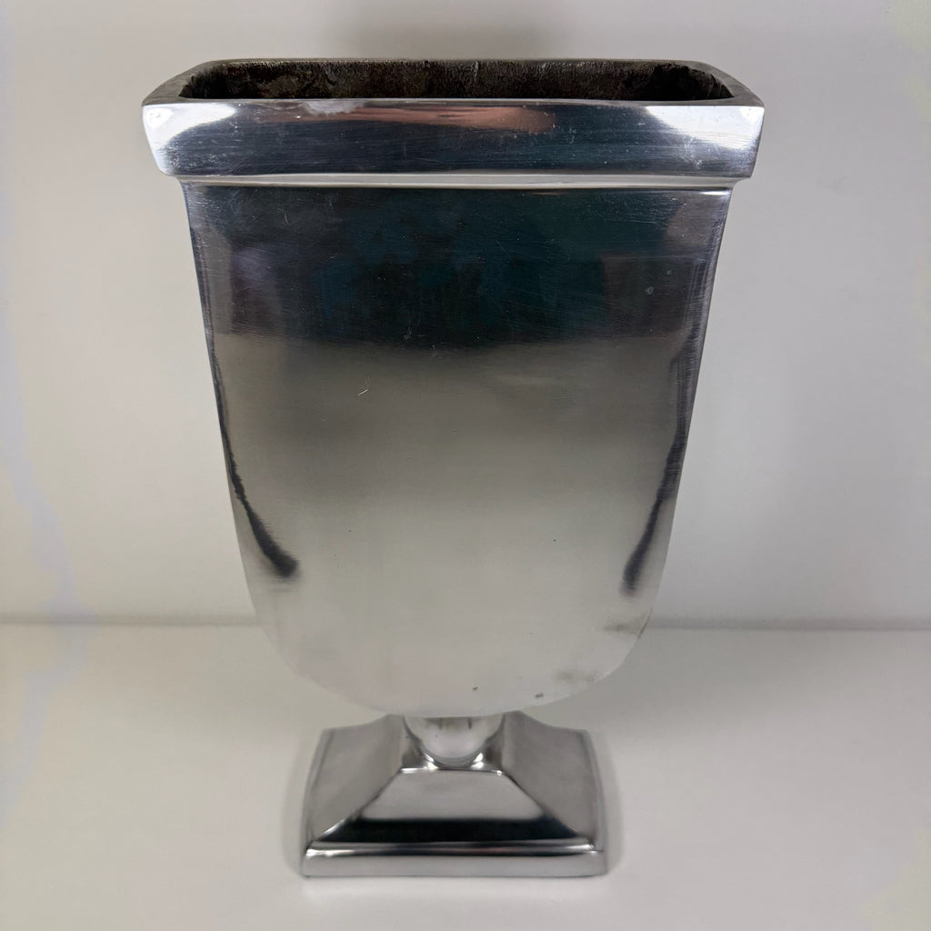Loberon XL Aluminium Vase San José 37 cm I Massiver Aluminiumguss Silber Pokalvase I Modern Chateau Design Loberon