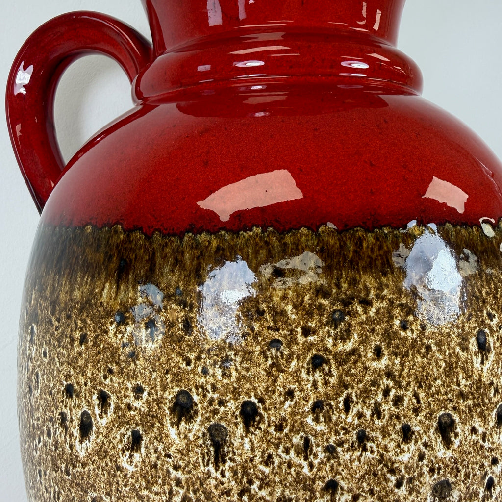 XL Scheurich Fat Lava Bodenvase 601-49 I West Germany I 49 cm I Keramikvase Rot Braun Scheurich
