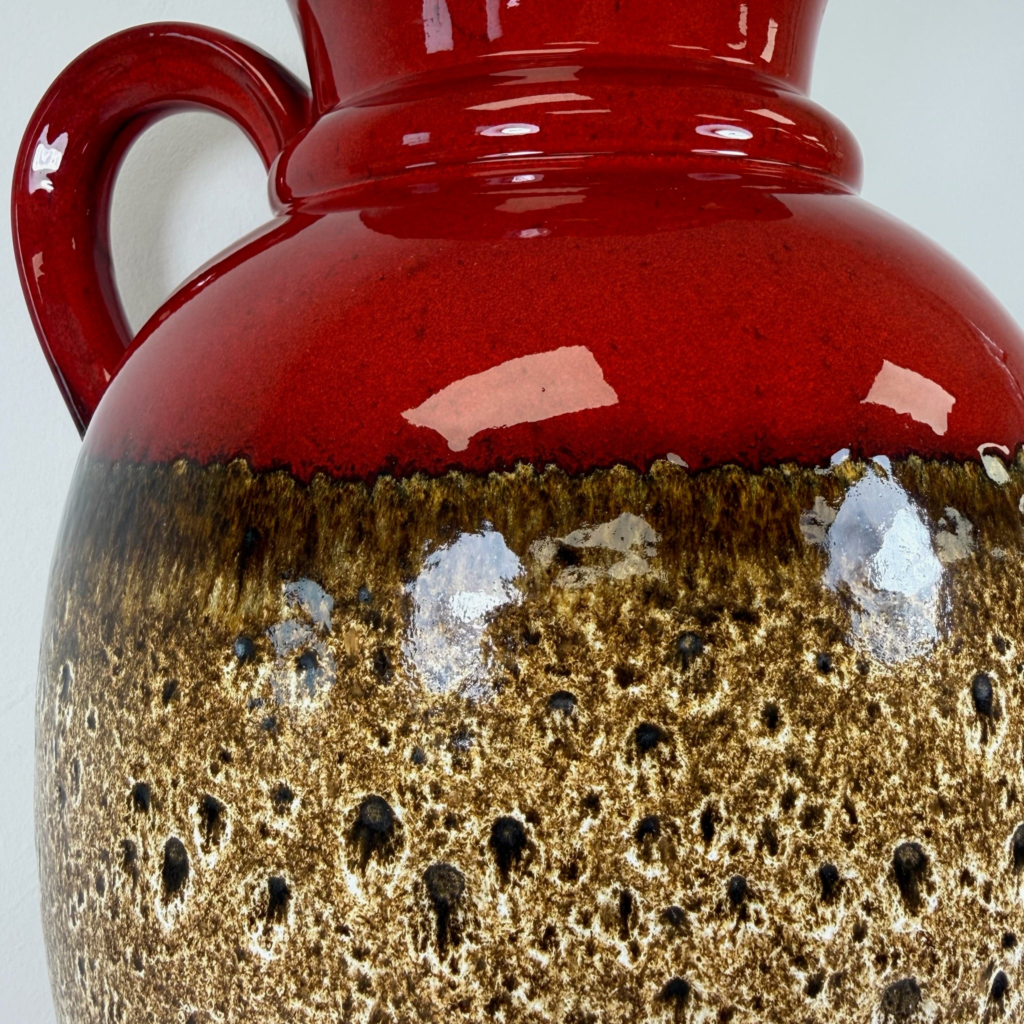 XL Scheurich Fat Lava Bodenvase 601-49 I West Germany I 49 cm I Keramikvase Rot Braun Scheurich