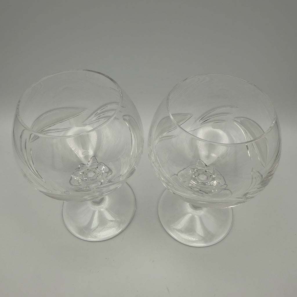 2er Set Nachtmann Cognacschwenker I Bleikristall mit Ätzsignatur I Blätterschliff Satiniert I Vintage I 13 cm Nachtmann