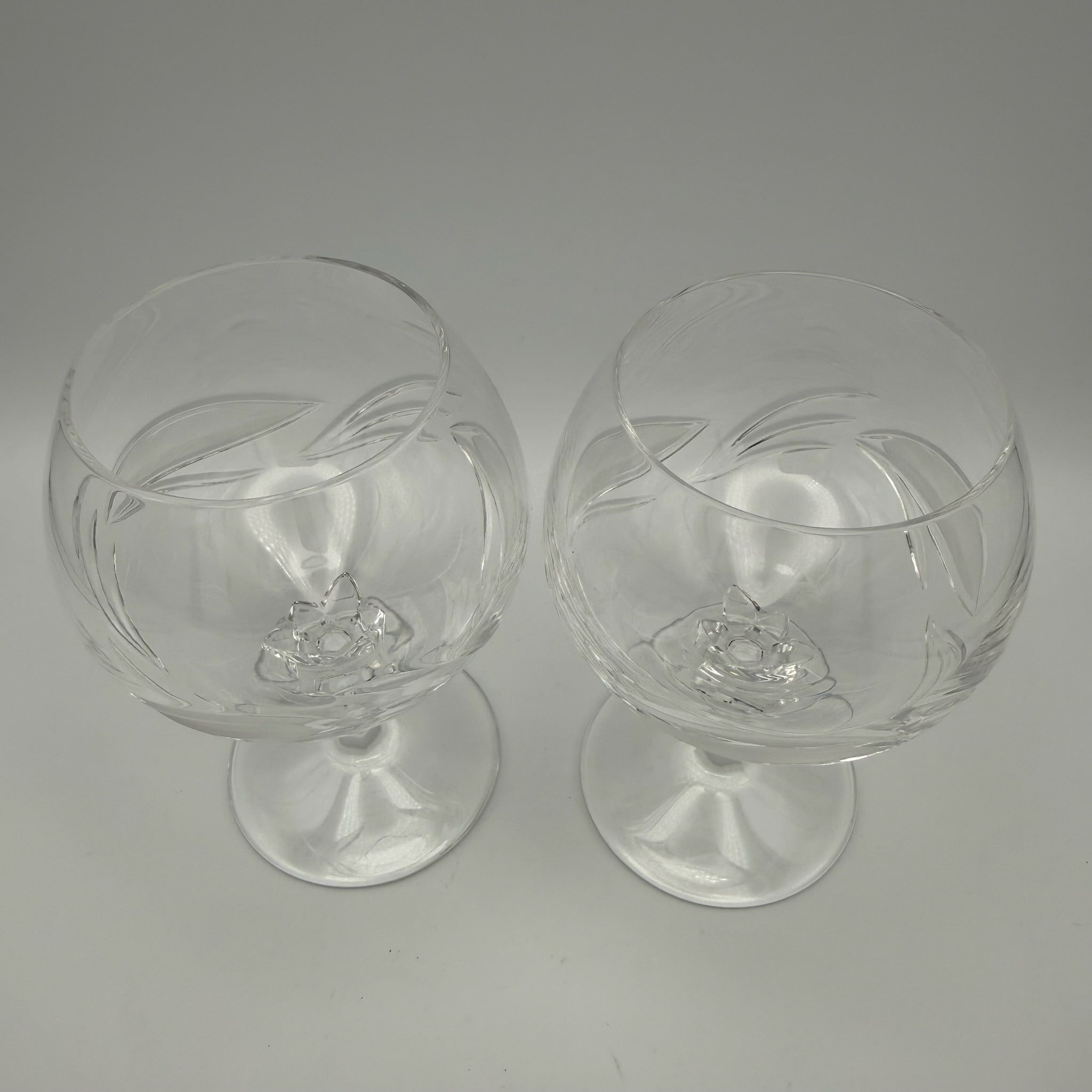 2er Set Nachtmann Cognacschwenker I Bleikristall mit Ätzsignatur I Blätterschliff Satiniert I Vintage I 13 cm Nachtmann