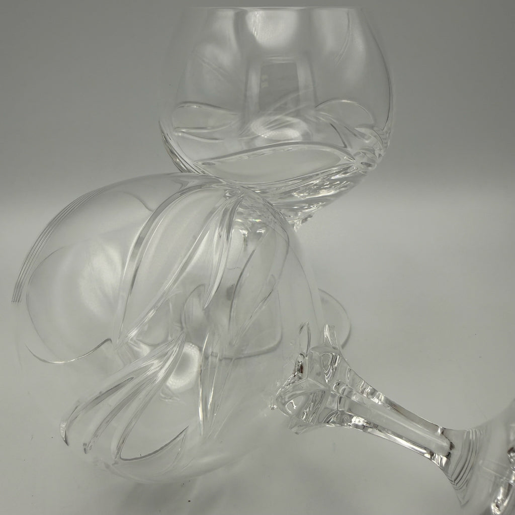 2er Set Nachtmann Cognacschwenker I Bleikristall mit Ätzsignatur I Blätterschliff Satiniert I Vintage I 13 cm Nachtmann