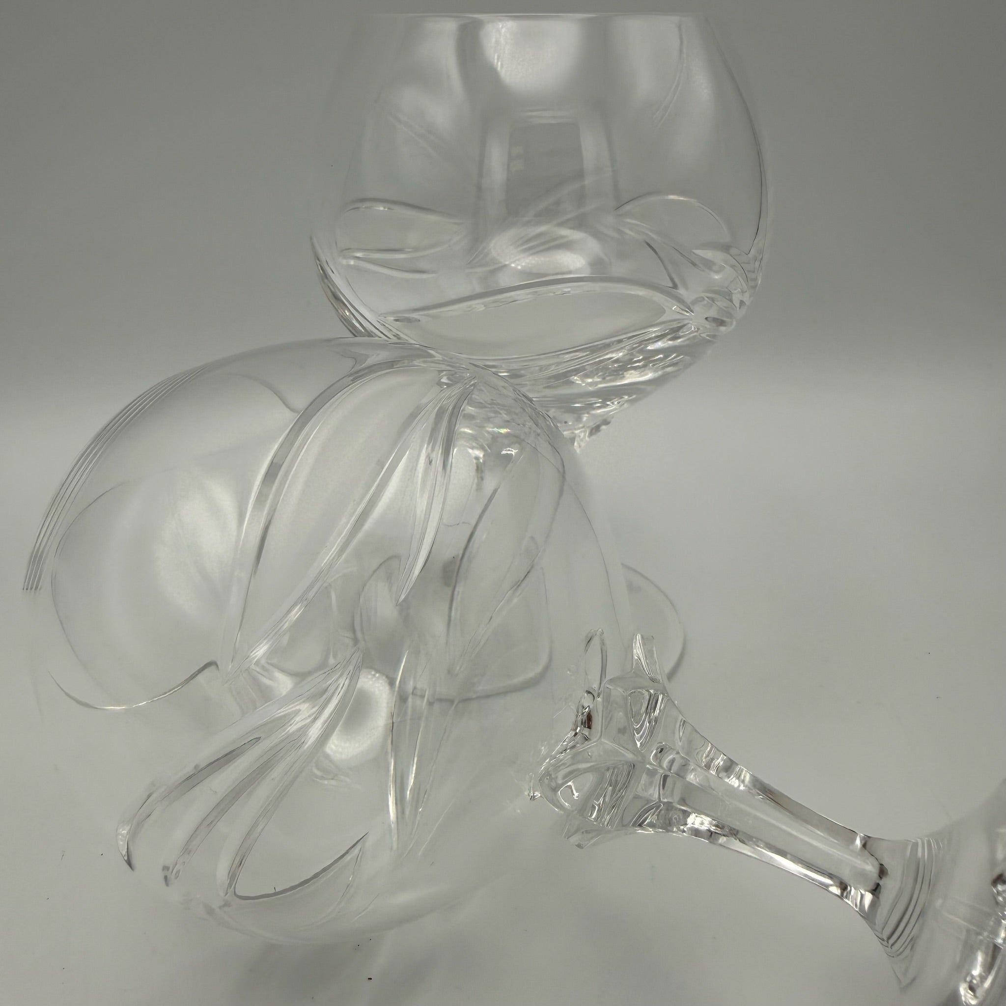 2er Set Nachtmann Cognacschwenker I Bleikristall mit Ätzsignatur I Blätterschliff Satiniert I Vintage I 13 cm Nachtmann