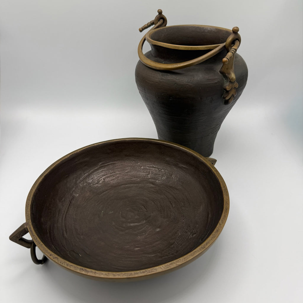 Antikes Bronze Prunk Set I Schale & Henkelkrug I Historismus um 1900 I Griechisch Römischer Stil I 5kg Massiv Showroom Ansbach