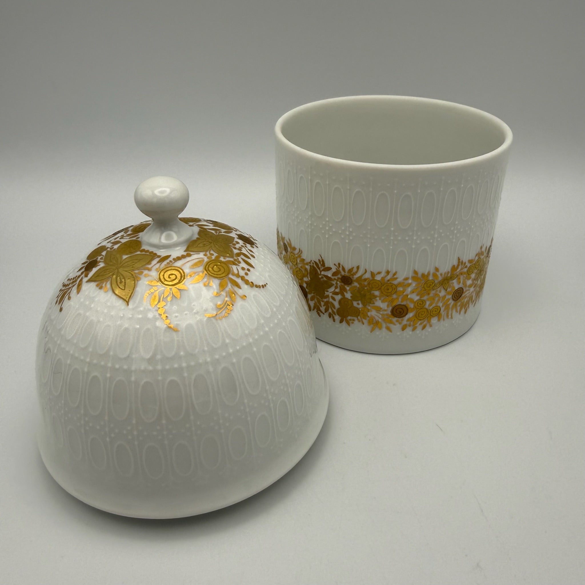 Rosenthal Deckeldose Romanze in Gold I Design Bjørn Wiinblad I studio-linie Zuckerdose I Vintage 15 cm Rosenthal