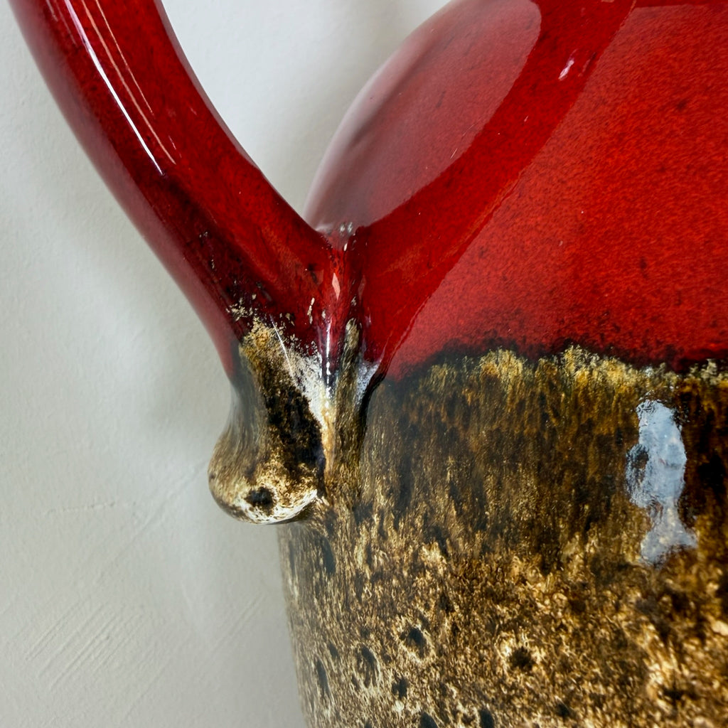 XL Scheurich Fat Lava Bodenvase 601-49 I West Germany I 49 cm I Keramikvase Rot Braun Scheurich