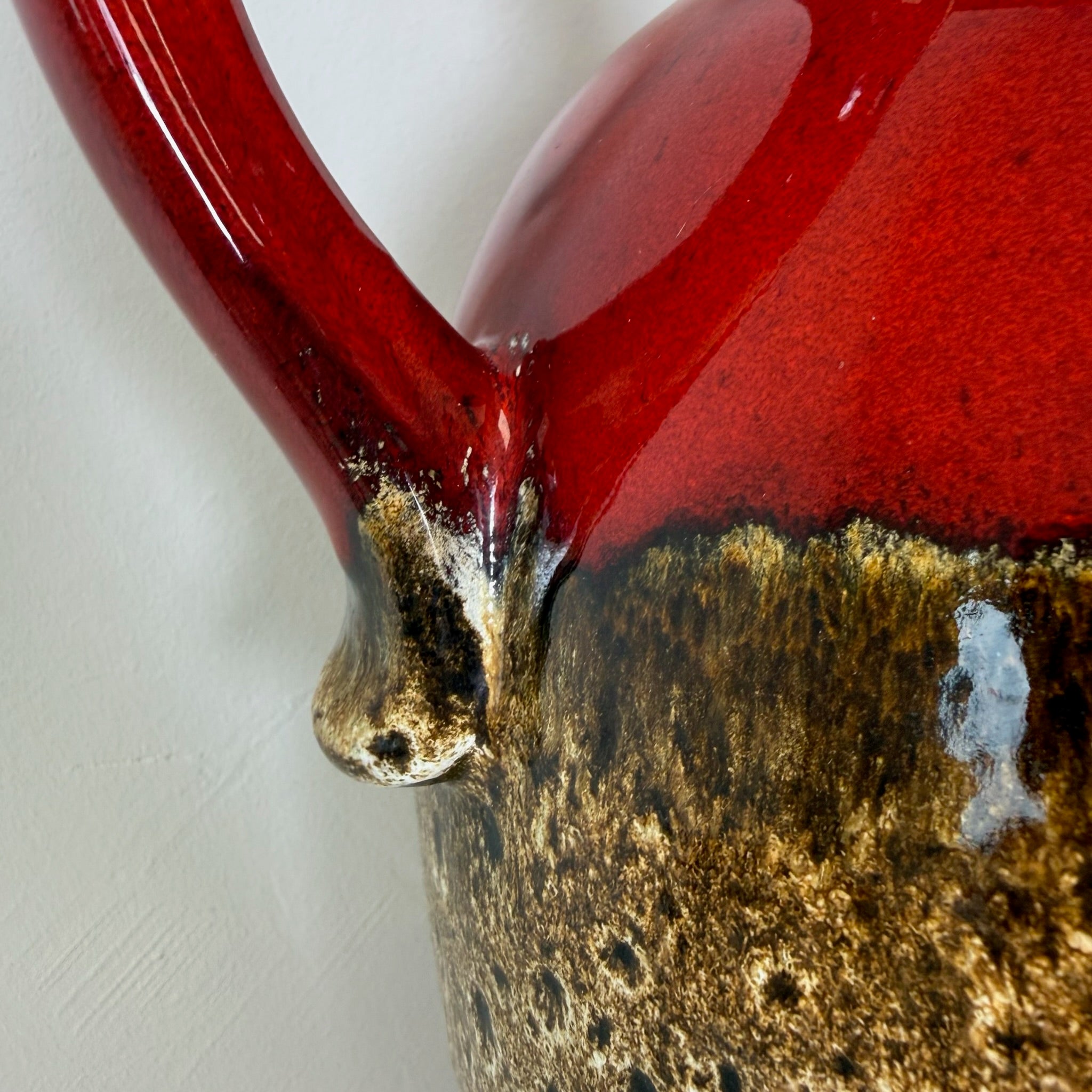 XL Scheurich Fat Lava Bodenvase 601-49 I West Germany I 49 cm I Keramikvase Rot Braun Scheurich