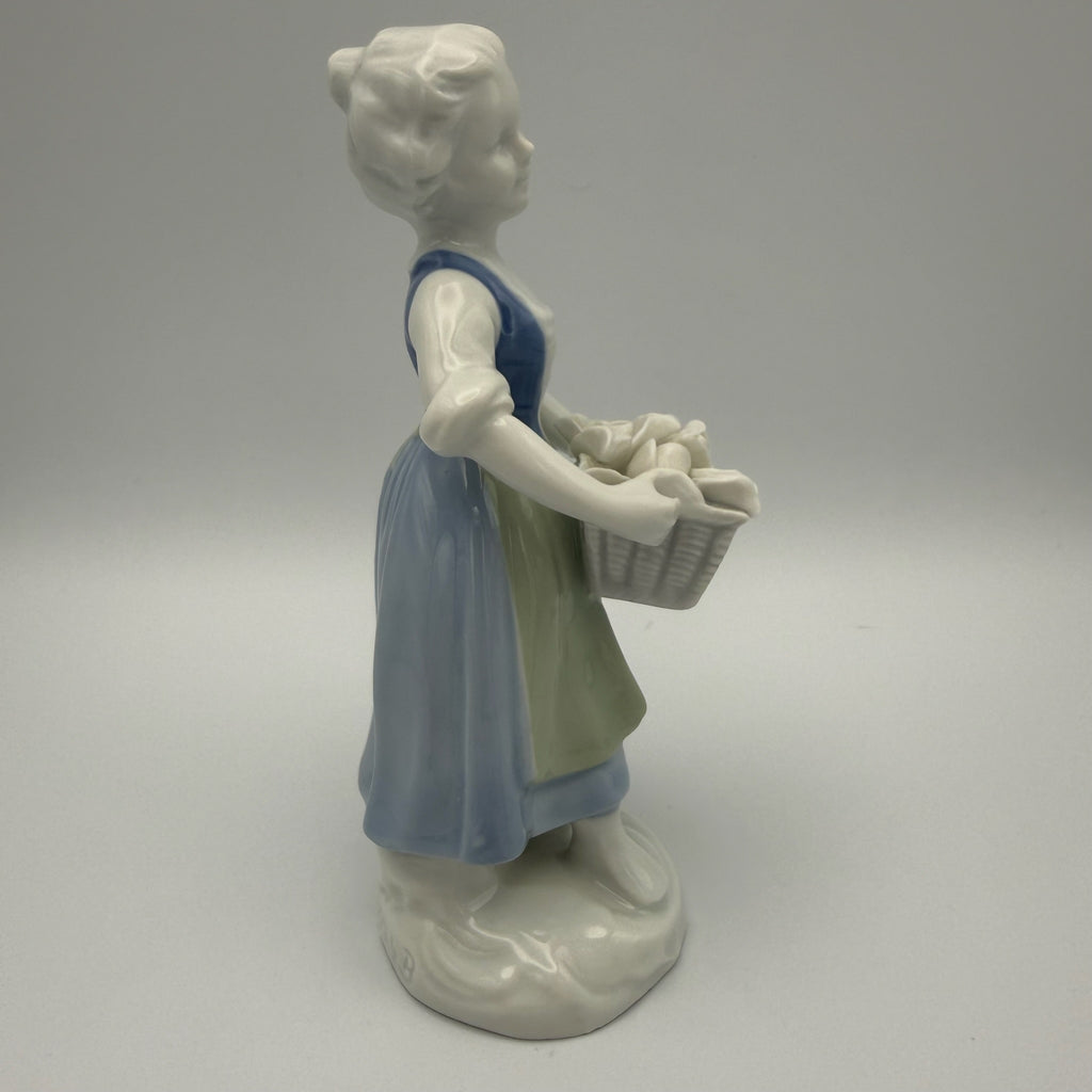 Vintage Gerold Porzellan Figur Mädchen mit Blumenkorb Bavaria Handbemalt 50er Gerold Porzellan