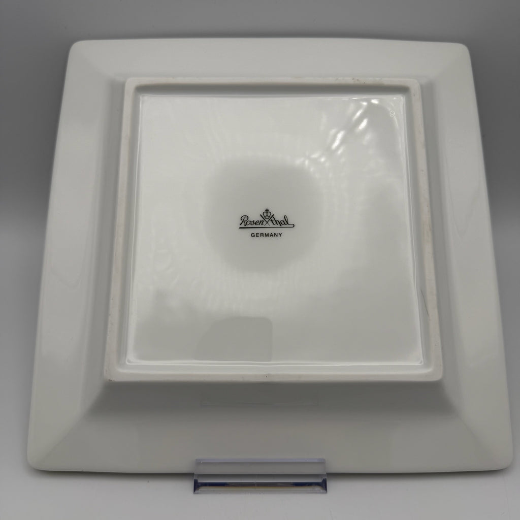 Rosenthal Germany quadratischer Teller 22 cm Golddekor Gitterdekor Porzellan Showroom Ansbach