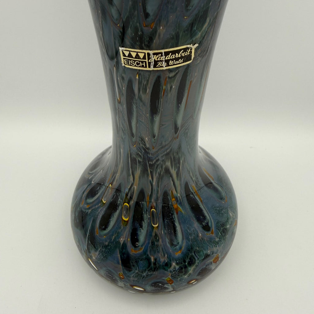 Eisch Studioglas Vase I Signiert & Etikett I Iridisierend Poesie in Glas 70er 80er I Handarbeit 22,3 cm Glashütte Eisch