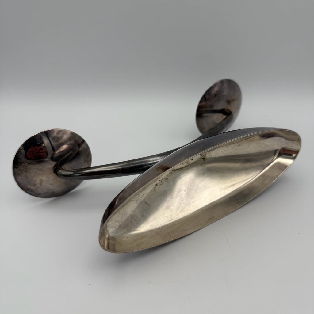 WMF Ikora Prunk-Kerzenleuchter I 2-flammig I Bauhaus- & Mid-Century-Klassiker I Versilbert I Originalzustand Patina I 1950er WMF