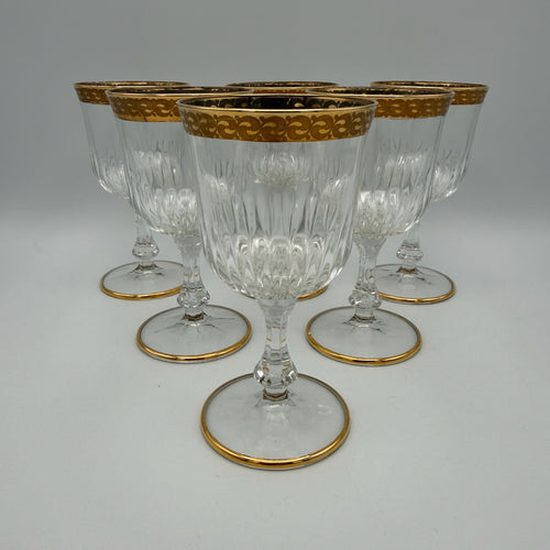 6x Vintage Longdrinkgläser Set Goldrand Wassergläser Kristall Mid Century 60er Showroom Ansbach
