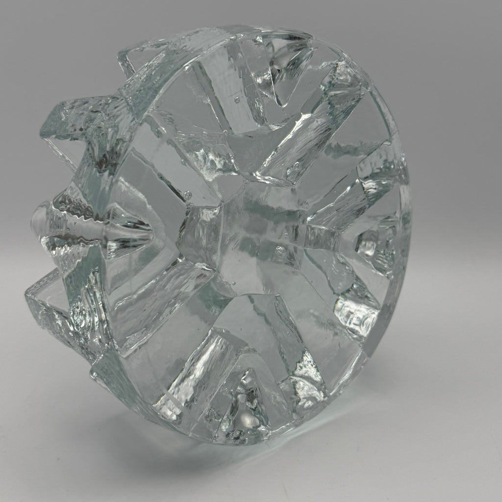 Massives Vintage Glas Stövchen I 1970er Eisglas Optik I Schwerer Teewärmer Brutalismus I Makellos 1,7 kg Showroom Ansbach