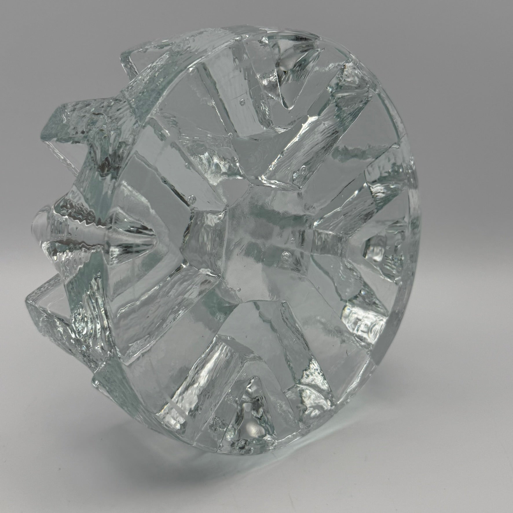 Massives Vintage Glas Stövchen I 1970er Eisglas Optik I Schwerer Teewärmer Brutalismus I Makellos 1,7 kg Showroom Ansbach