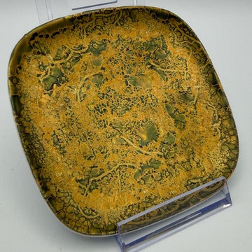 Rosenthal Studio-Linie Vintage Schälchen 11 cm I Handgemalt Gold Grün I Kristallglasur Konfektteller Mid-Century Modern I Unikat Rosenthal