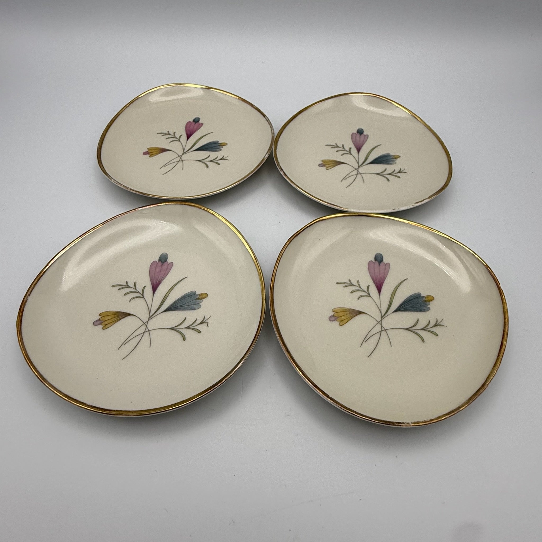 4er Set Mitterteich Bavaria Konfektteller I Nierenform 50er Jahre I Dekor 8305 I Mid-Century Vintage I 11,2 cm Mitterteich Bavaria