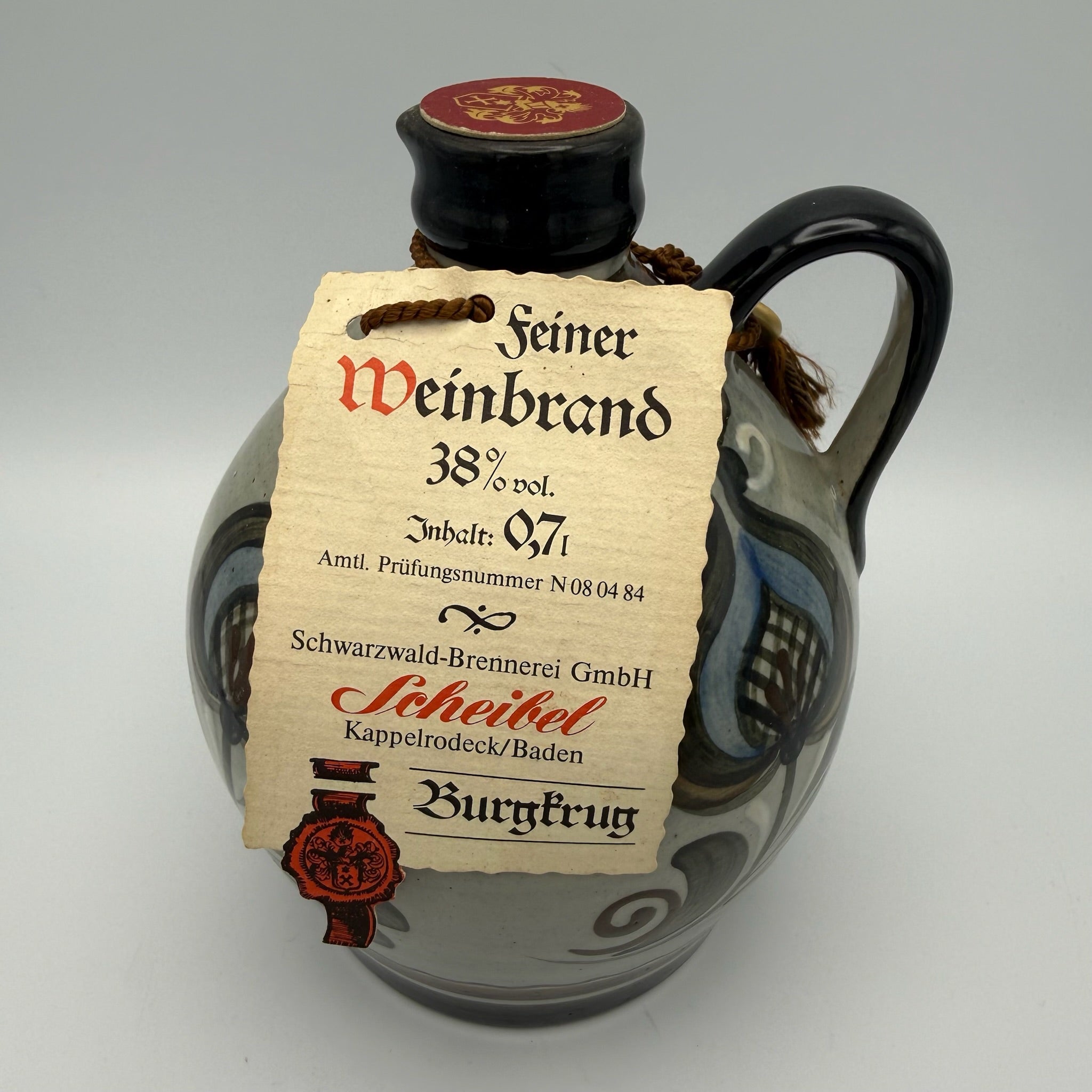 Scheibel Burgkrug Feiner Weinbrand 38% 0,7l I Keramikkrug Original Verschlossen I Schwarzwald Brennerei Vintage Schwarzwald-Brennerei Scheibel