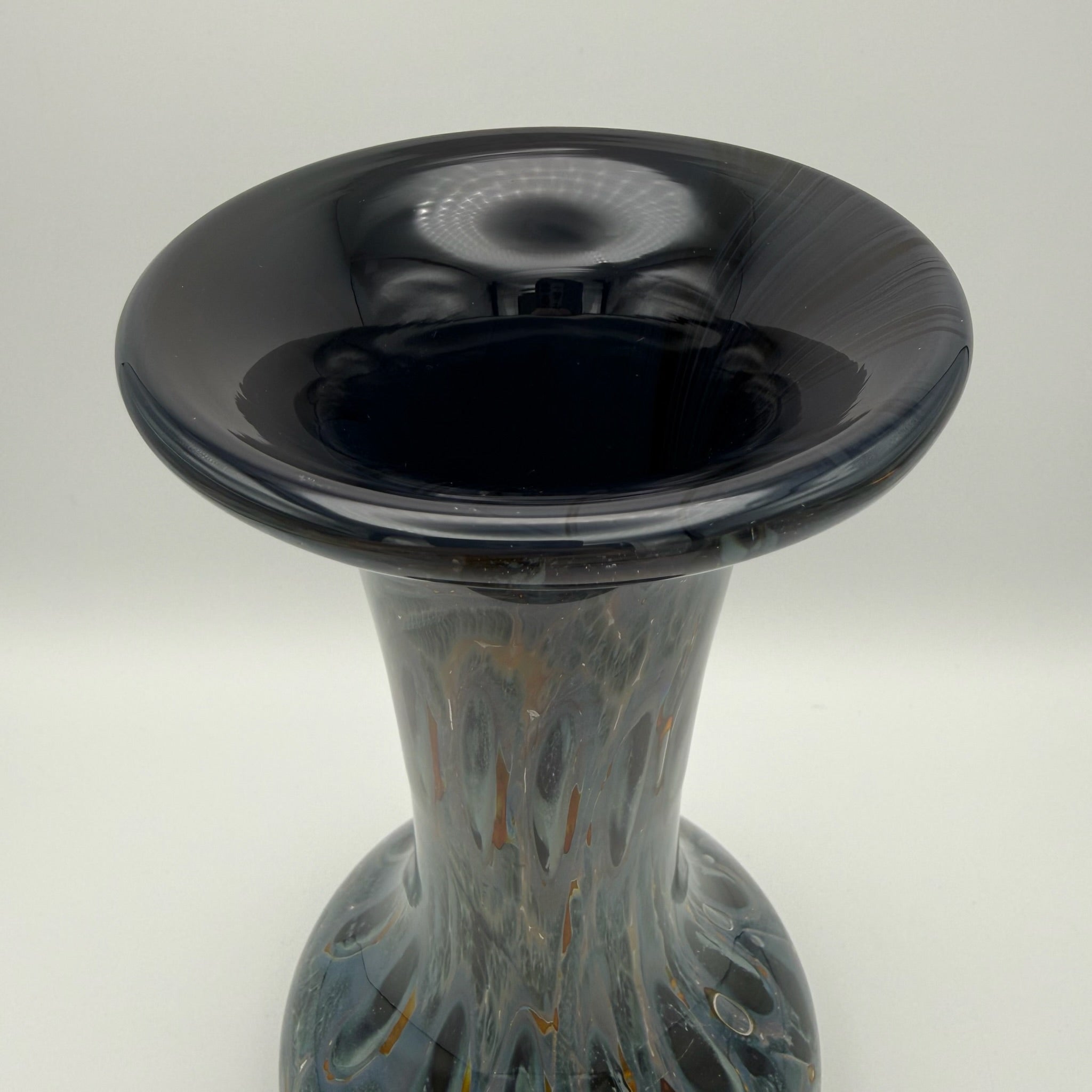 Eisch Studioglas Vase I Signiert & Etikett I Iridisierend Poesie in Glas 70er 80er I Handarbeit 22,3 cm Glashütte Eisch