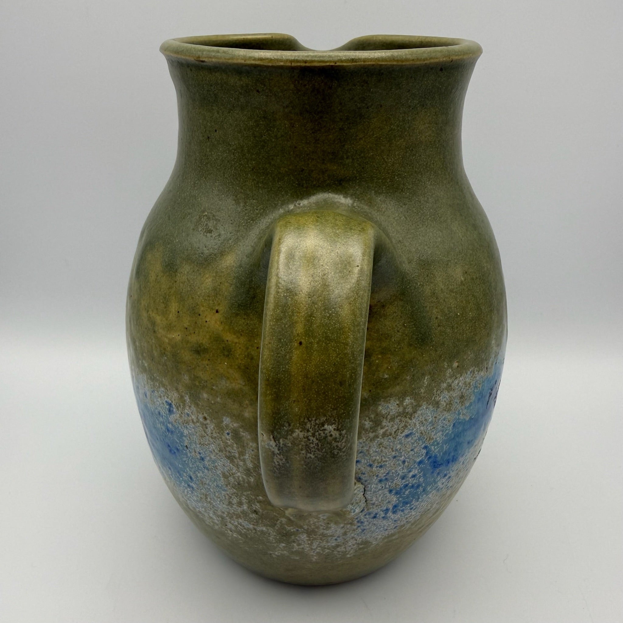 Bialek Keramik Krug I Bad Schmiedeberg I Studiokeramik I Laufglasur Grün Blau I 20,5 cm Bialek