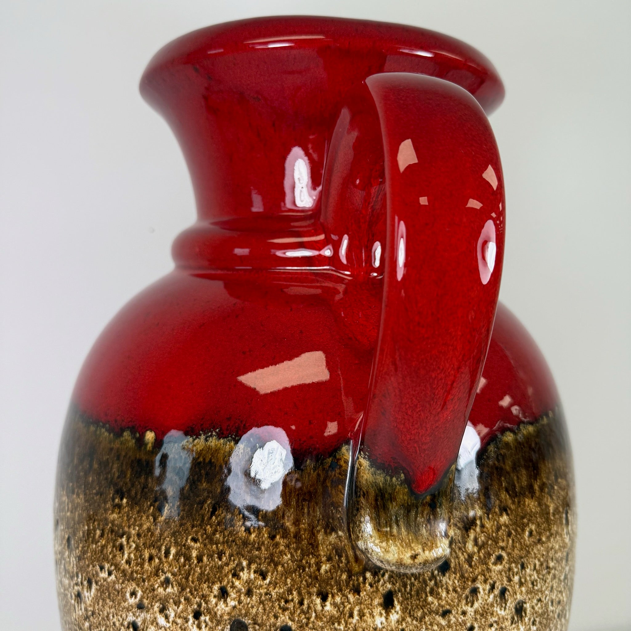 XL Scheurich Fat Lava Bodenvase 601-49 I West Germany I 49 cm I Keramikvase Rot Braun Scheurich