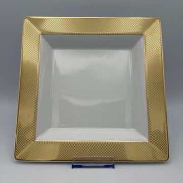 Rosenthal Germany quadratischer Teller 22 cm Golddekor Gitterdekor Porzellan Showroom Ansbach