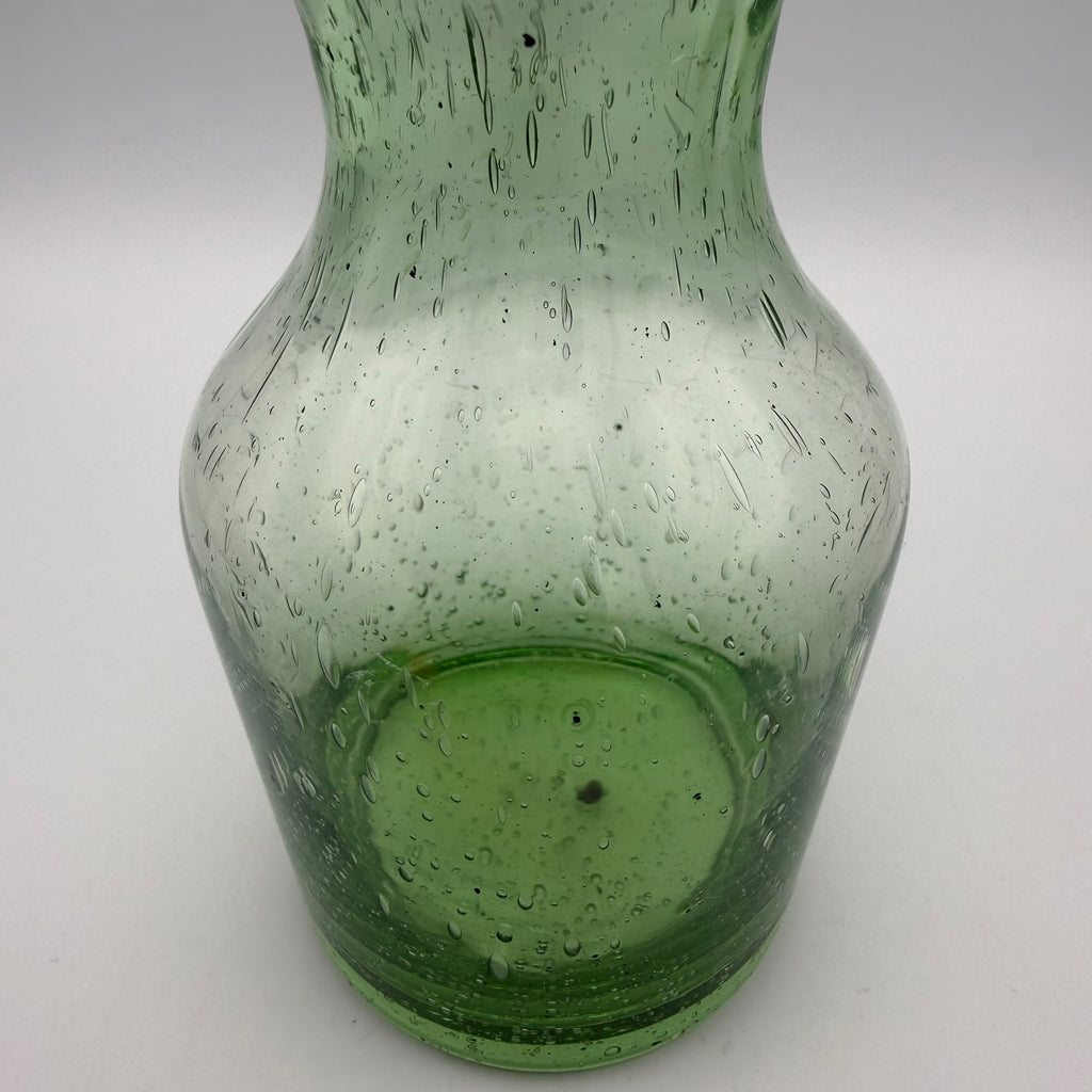 Kleine Vintage Bullicante Vase Grün I Blasenglas Solitärvase 1970er I Mid-Century Moosgrün Kunstglas 11,7 cm Showroom Ansbach