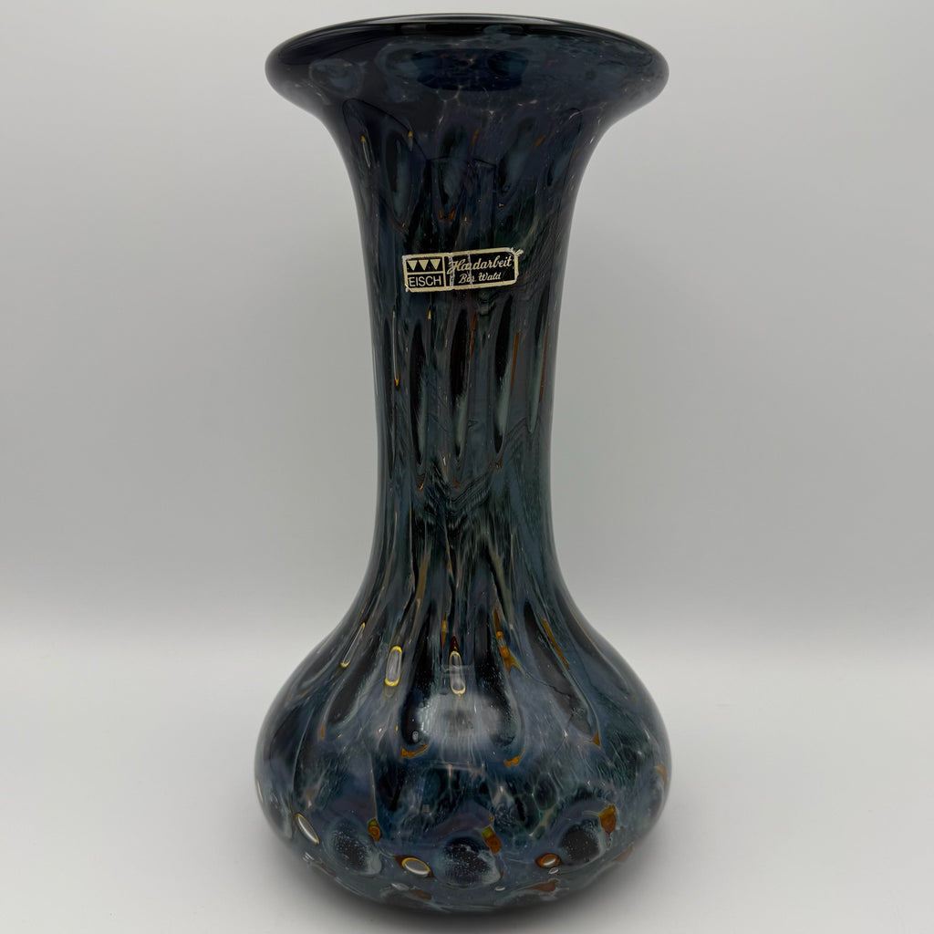 Eisch Studioglas Vase I Signiert & Etikett I Iridisierend Poesie in Glas 70er 80er I Handarbeit 22,3 cm Glashütte Eisch