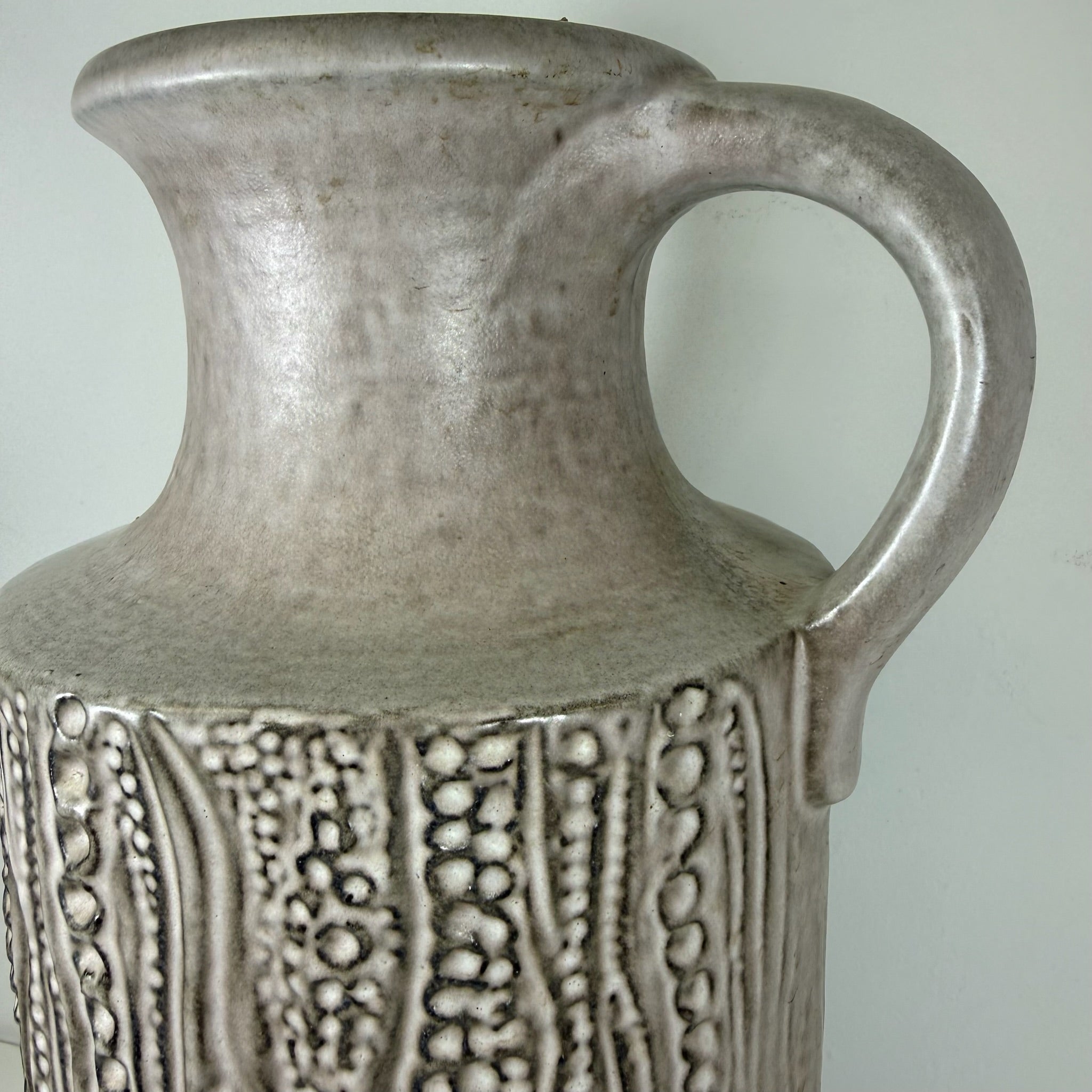 XL Carstens Tönnieshof Bodenvase 45 cm I Modell 7652-45 I Brutalismus Relief Vase Beige Grau 1970er West German Pottery I Makellos Carstens Tönnieshof