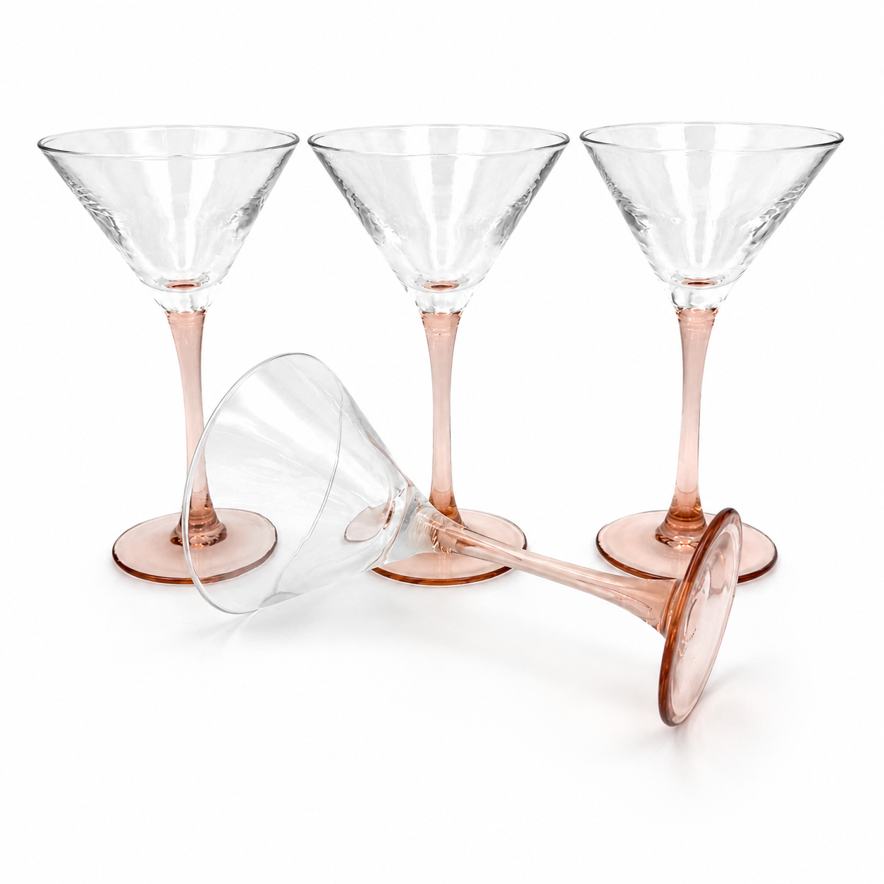 4er Set Luminarc Martini Gläser | Cocktail | Rosé Stiel | Vintage Frankreich | T Luminarc