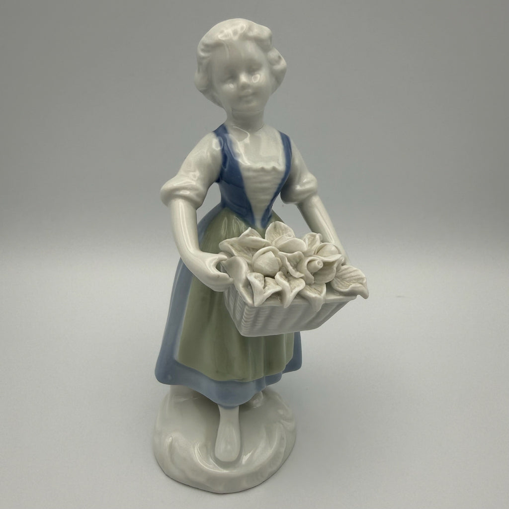 Vintage Gerold Porzellan Figur Mädchen mit Blumenkorb Bavaria Handbemalt 50er Gerold Porzellan