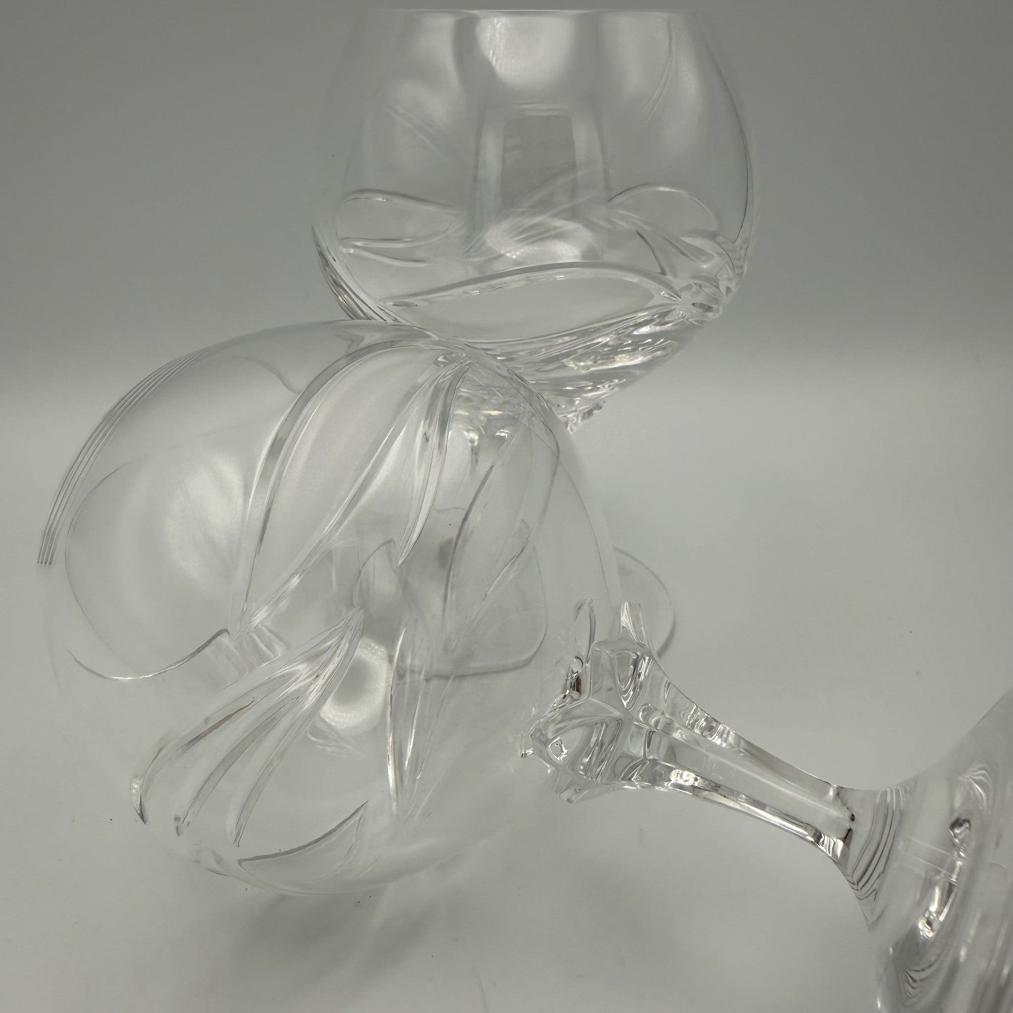 2er Set Nachtmann Cognacschwenker I Bleikristall mit Ätzsignatur I Blätterschliff Satiniert I Vintage I 13 cm Nachtmann