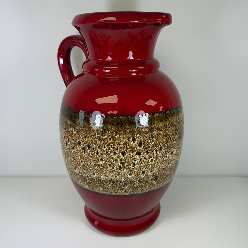 XL Scheurich Fat Lava Bodenvase 601-49 I West Germany I 49 cm I Keramikvase Rot Braun Scheurich