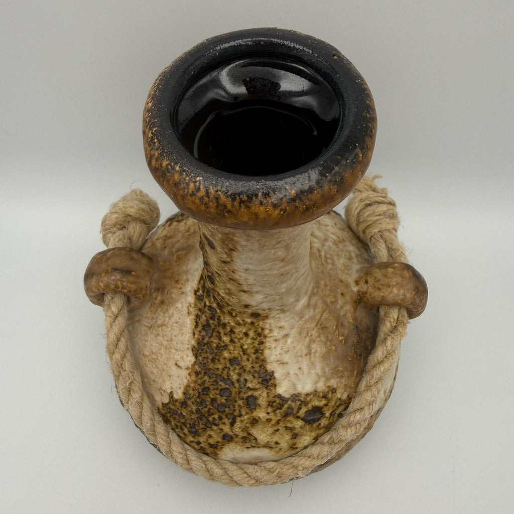 Dümler & Breiden Fat Lava Vase 1105-22 I Kordel-Dekor Braun Beige Schwarz I WGP Kunstkeramik Mid-Century ca. 1970 Dümler & Breiden
