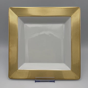 Rosenthal Germany quadratischer Teller 22 cm Golddekor Gitterdekor Porzellan Showroom Ansbach