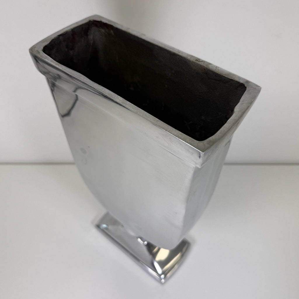 Loberon XL Aluminium Vase San José 37 cm I Massiver Aluminiumguss Silber Pokalvase I Modern Chateau Design Loberon