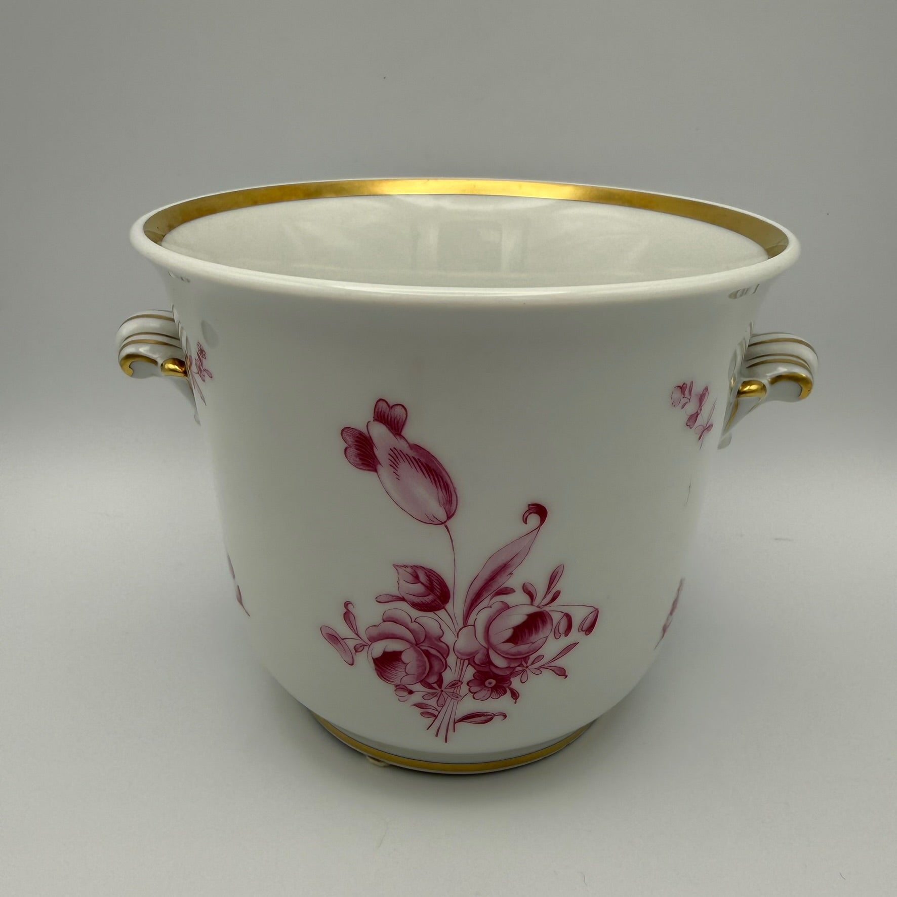 Hutschenreuther Selb Cachepot I Übertopf I Dresden Purpur Rose I Golddekor I Vintage 1950er I 13 cm Hutschenreuther