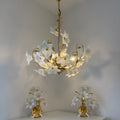3tlg. Paolo Venini Murano Glas Florentiner Set I 3-flammiger Kronleuchter & 2 Wandlampen 1970er I Italienisches Design Chrom I Rarität Showroom Ansbach
