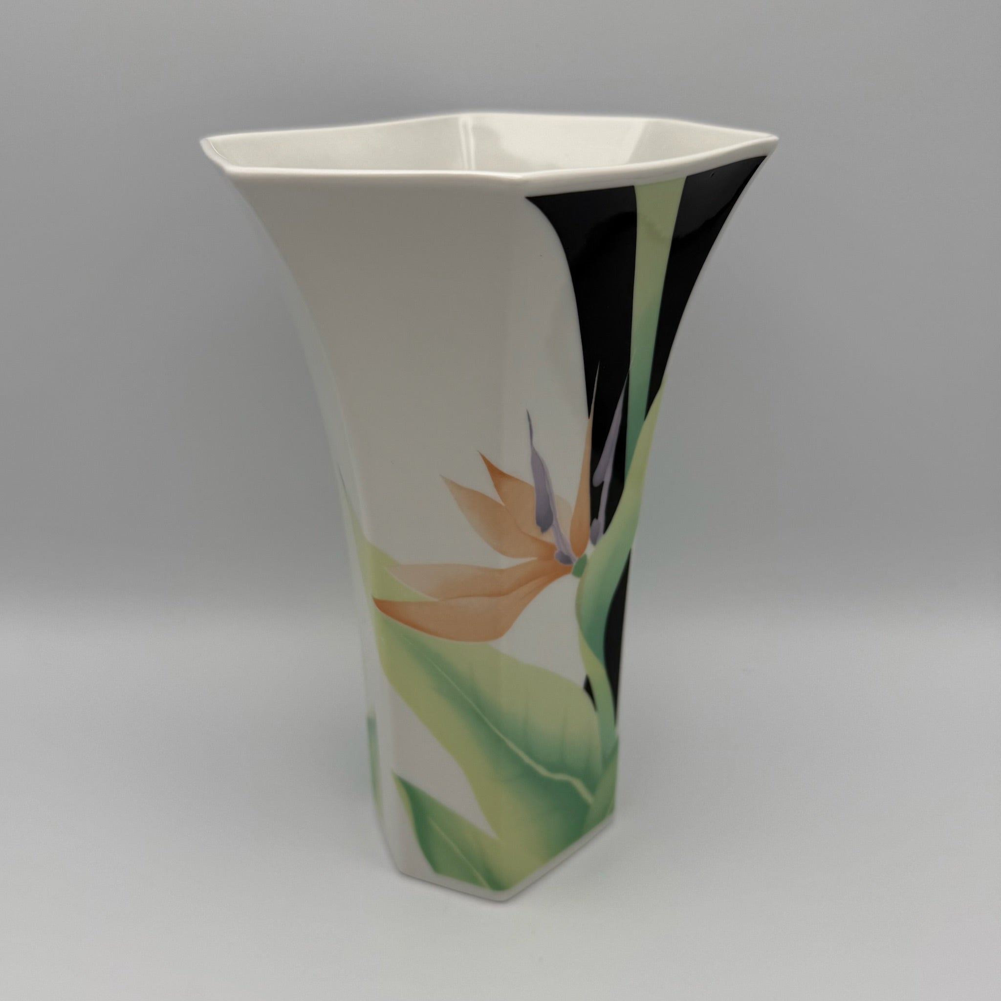 Vintage Scherzer Porzellan Vase Trichtervase Strelitzie 80er Jahre Memphis Op Art Showroom Ansbach