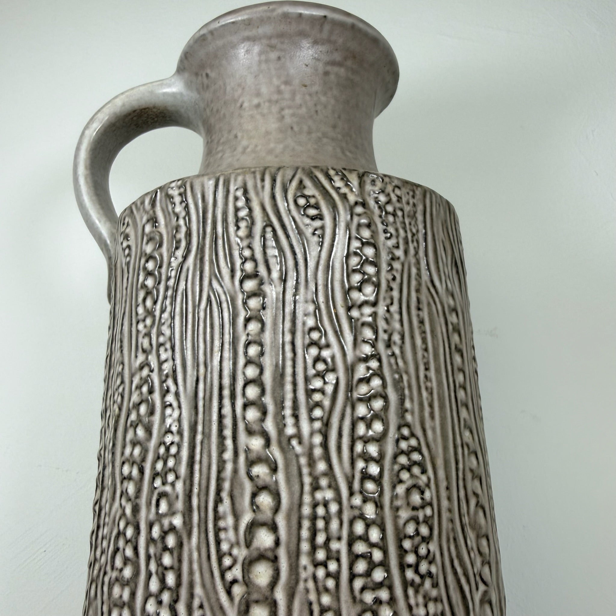 XL Carstens Tönnieshof Bodenvase 45 cm I Modell 7652-45 I Brutalismus Relief Vase Beige Grau 1970er West German Pottery I Makellos Carstens Tönnieshof