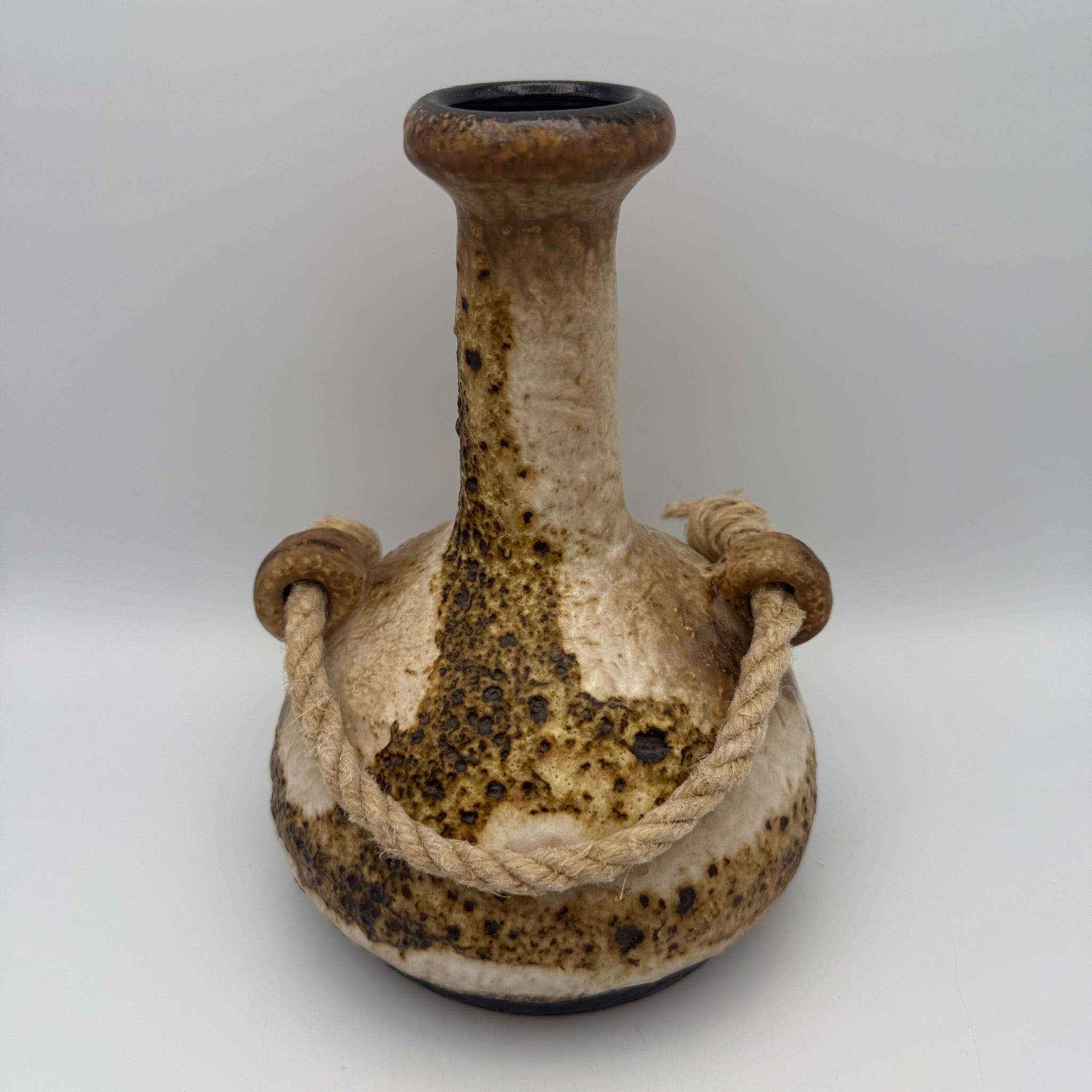 Dümler & Breiden Fat Lava Vase 1105-22 I Kordel-Dekor Braun Beige Schwarz I WGP Kunstkeramik Mid-Century ca. 1970 Dümler & Breiden