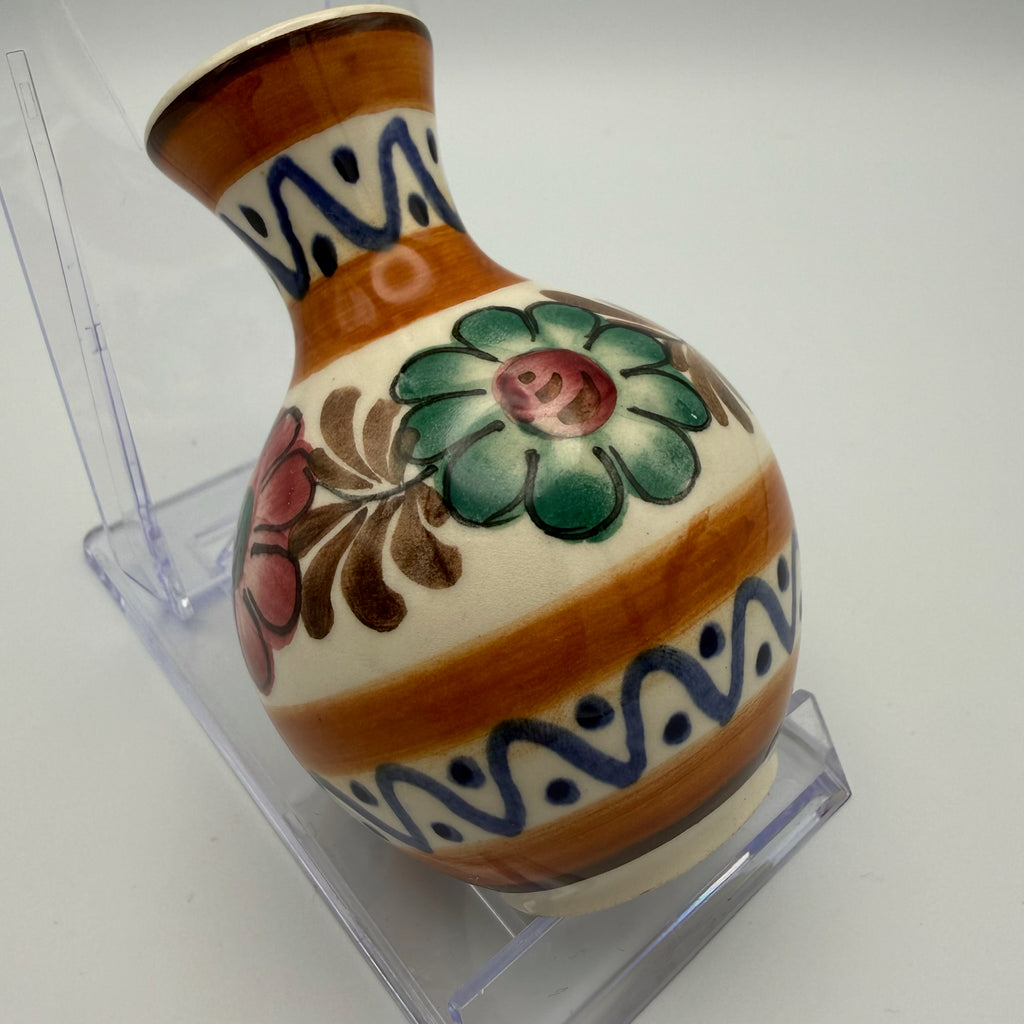 Vintage Tiroler Majolika Schwaz Vase Handbemalt Alpenblumen Keramik 50er 60er Tiroler Mojolika