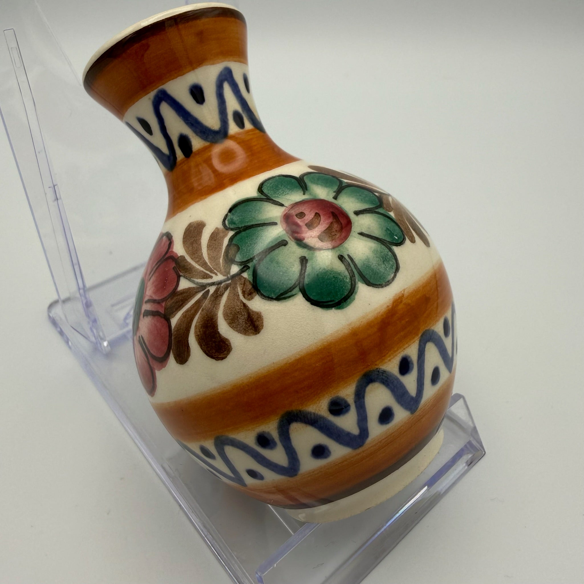 Vintage Tiroler Majolika Schwaz Vase Handbemalt Alpenblumen Keramik 50er 60er Tiroler Mojolika