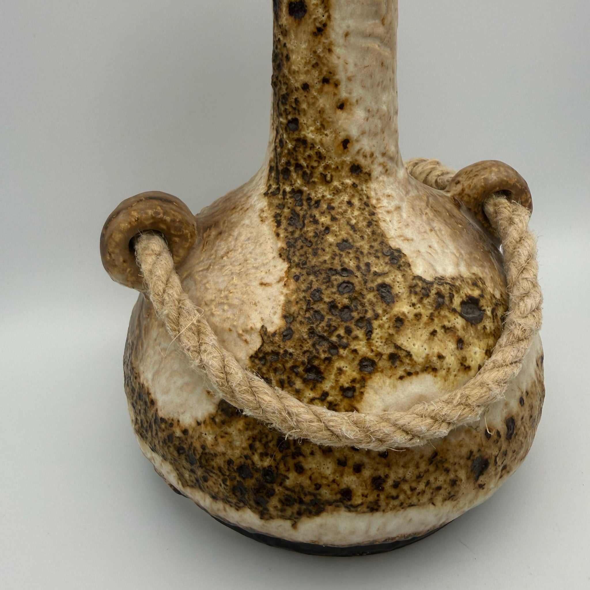 Dümler & Breiden Fat Lava Vase 1105-22 I Kordel-Dekor Braun Beige Schwarz I WGP Kunstkeramik Mid-Century ca. 1970 Dümler & Breiden