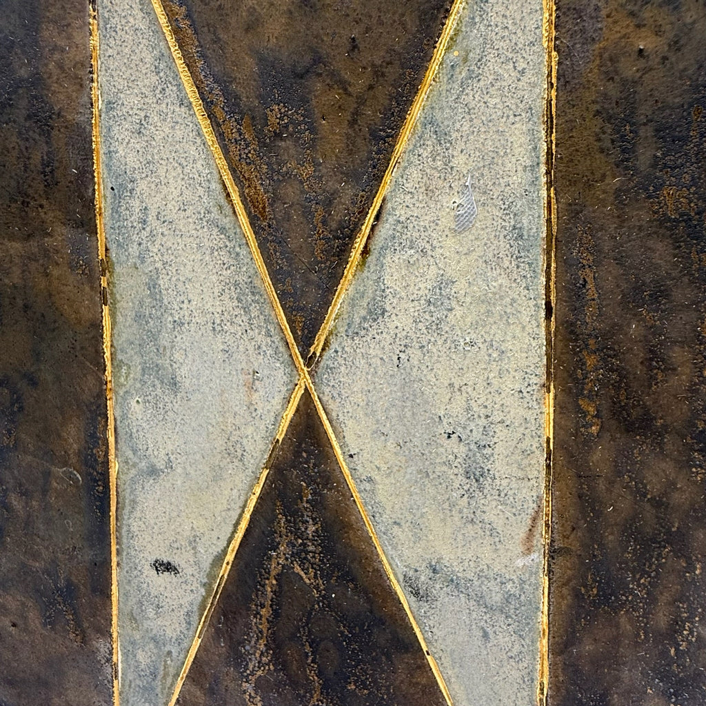 Karlsruher Majolika Art Déco Prunkvase 2193 I Geometrische Diamantform I Goldstaffage 1930er I Sammlerstück 28 cm Karlsruher Majolka