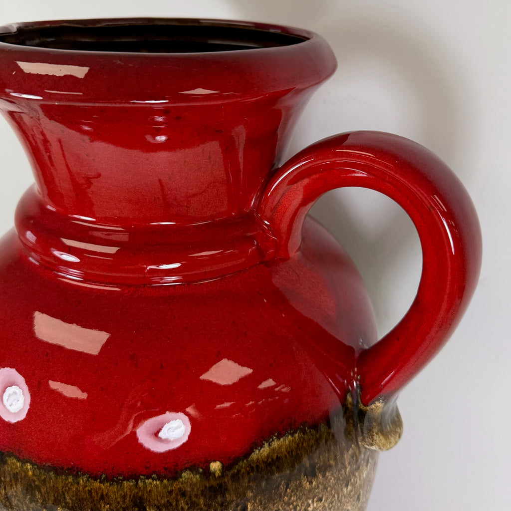 XL Scheurich Fat Lava Bodenvase 601-49 I West Germany I 49 cm I Keramikvase Rot Braun Scheurich
