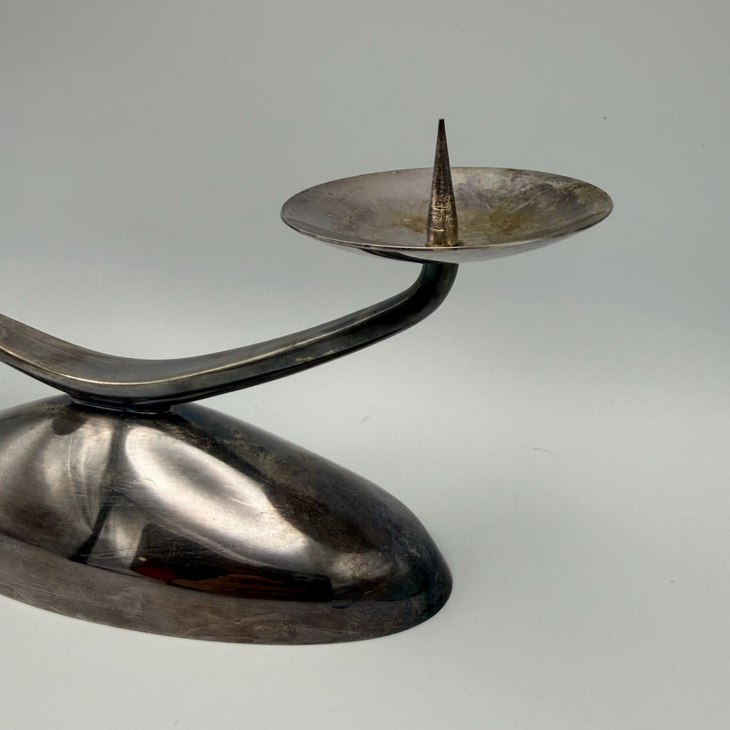 WMF Ikora Prunk-Kerzenleuchter I 2-flammig I Bauhaus- & Mid-Century-Klassiker I Versilbert I Originalzustand Patina I 1950er WMF
