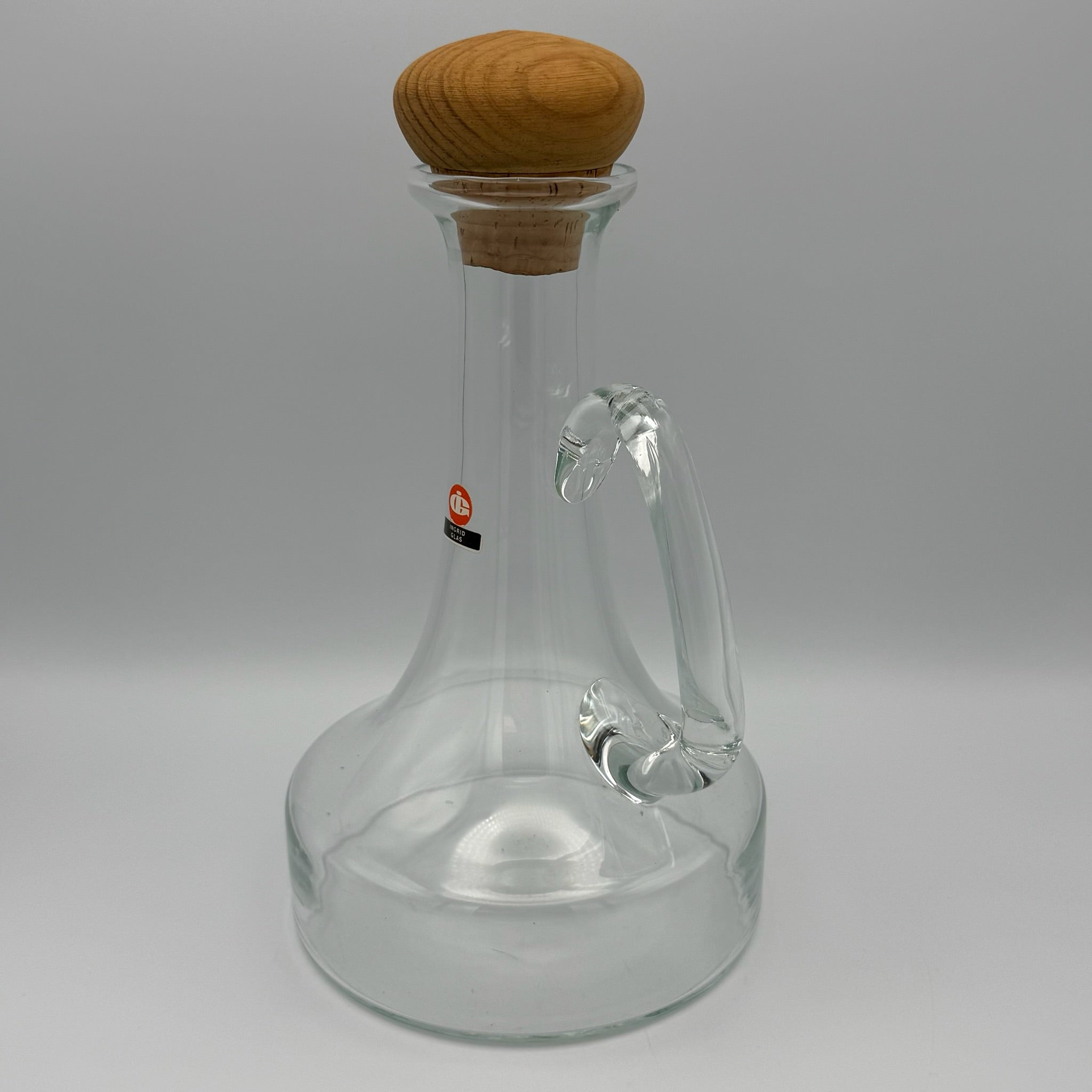 Ingrid Glas Vintage Karaffe I Mit Original Holz Korkverschluss I Mid-Century Dekanter 1970er I Top Zustand 26 cm Ingrid Glas