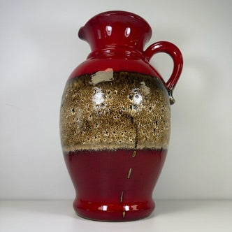 XL Scheurich Fat Lava Bodenvase 601-49 I West Germany I 49 cm I Keramikvase Rot Braun Scheurich